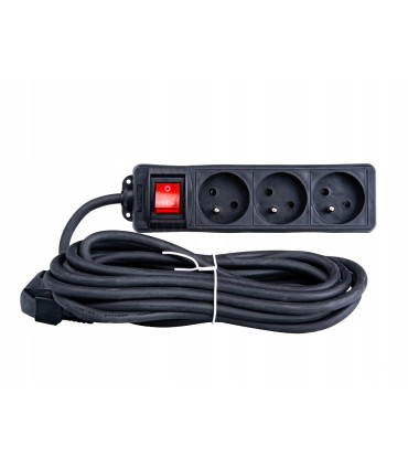 Przedłużacz elektryczny – listwa zasilająca czarna 3 gniazda 5m