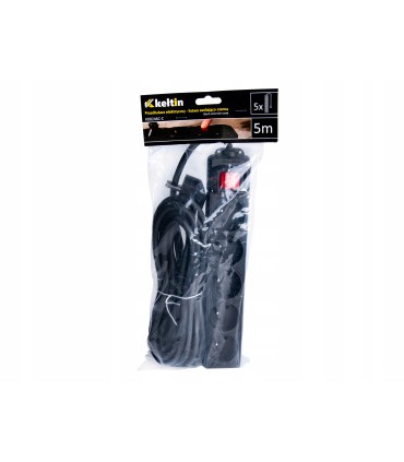 Przedłużacz elektryczny – listwa zasilająca czarna 5 gniazd 5m