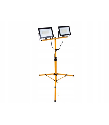 Naświetlacz LED 2x100W ze statywem budowlanym teleskopowym i przewodem – barwa biała zimna 6500K