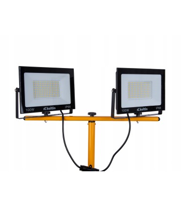 Naświetlacz LED 2x100W ze statywem budowlanym teleskopowym i przewodem – barwa biała zimna 6500K