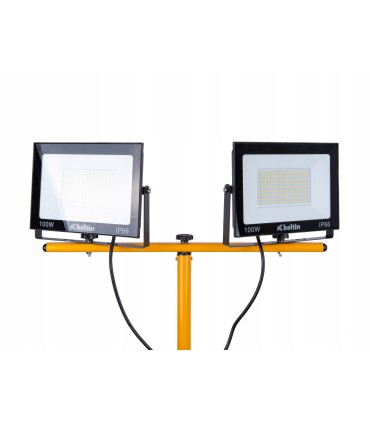 Naświetlacz LED 2x100W ze statywem budowlanym teleskopowym i przewodem – barwa biała zimna 6500K