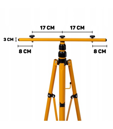 Naświetlacz LED 2x100W ze statywem budowlanym teleskopowym i przewodem – barwa biała neutralna 4500K
