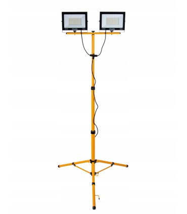 Naświetlacz LED 2x100W ze statywem budowlanym teleskopowym i przewodem – barwa biała neutralna 4500K