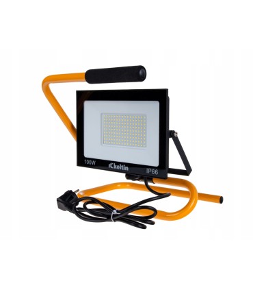 Naświetlacz LED 100W ze statywem budowlanym i przewodem – barwa biała zimna 6500K