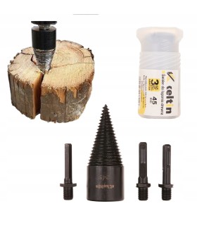 Wiertło – świder do łupania drewna 45mm + zestaw adapterów 3szt.