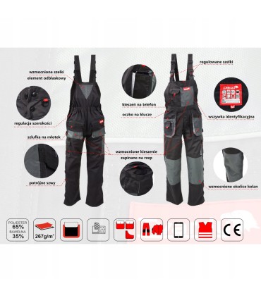 Spodnie robocze ogrodniczki TVARDY rozmiar LD(54)