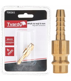 Wtyk mosiężny na wąż 6mm typ męski