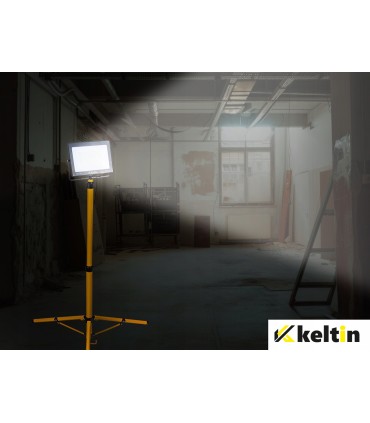 Naświetlacz LED 100W ze statywem budowlanym teleskopowym i przewodem – barwa biała neutralna 4500K