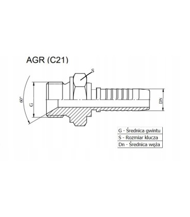 Końcówka AGR DN13 3/8" BSP S19