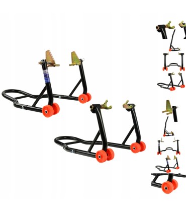 Stojaki motocyklowe tył + przód COMBO