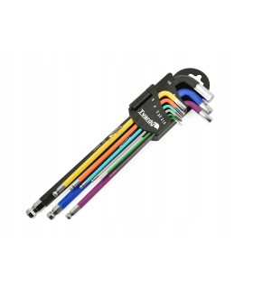 Klucze imbusowe długie kolor 1,5-10mm 9el. S2 