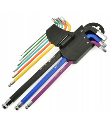 Klucze imbusowe długie kolor 1,5-10mm 9el. S2 