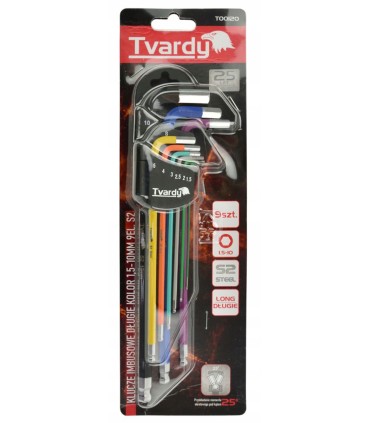 Klucze imbusowe długie kolor 1,5-10mm 9el. S2 