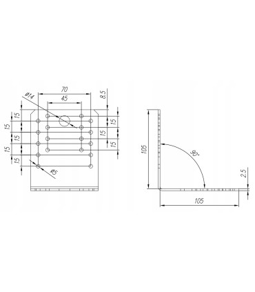 Kątownik łącznikowy KL 5 105 x 105 x 90 x 2.5