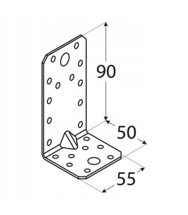 Kątownik z przetłoczeniem KP 3 90 x 50 x 55 x 2.5