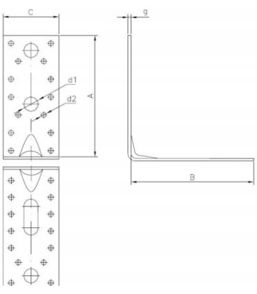 Kątownik z przetłoczeniem
 KP 8 150 x 150 x 65 x 2.5