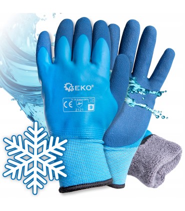 Rękawice robocze wodoodporne ocieplane zimowe r. 9 /bawełna – lateks/ (12/120)