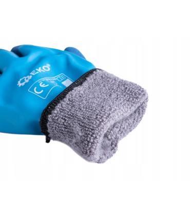 Rękawice robocze wodoodporne ocieplane zimowe r. 11 /bawełna – lateks/ (12/120)