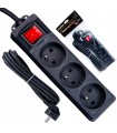 Przedłużacz elektryczny - listwa zasilająca czarna 3 gniazda 3m