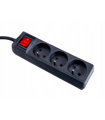 Przedłużacz elektryczny – listwa zasilająca czarna 3 gniazda 3m