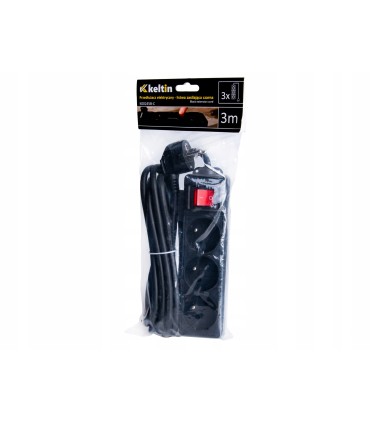 Przedłużacz elektryczny – listwa zasilająca czarna 3 gniazda 3m