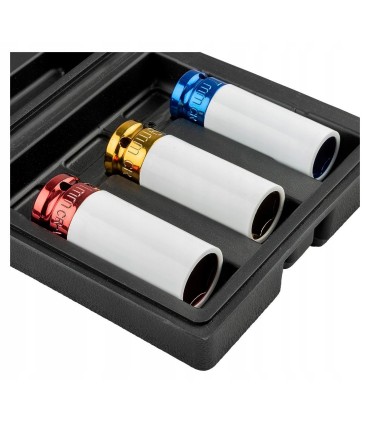 Zestaw nasadek udarowych alufelg 3szt.17mm 19mm 21mm