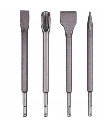 Dłuta do Kucia SDS Plus Zestaw 4 szt 14x250mm Punktak Bruzdownica Przecinak