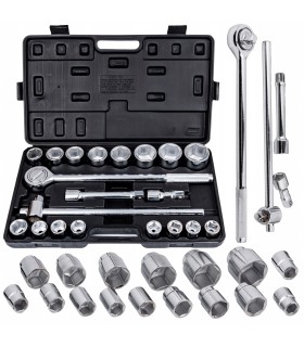 Zestaw kluczy nasad.21el.3/4" 6-kąt.19-50mm/czarna walizka/(2)