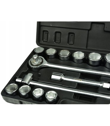 Zestaw kluczy nasad.21el.3/4" 6-kąt.19-50mm/czarna walizka/(2)