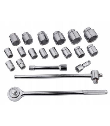 Zestaw kluczy nasad.21el.3/4" 6-kąt.19-50mm/czarna walizka/(2)