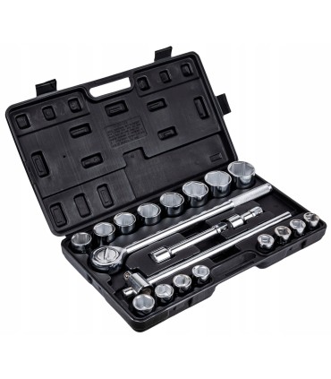 Zestaw kluczy nasad.21el.3/4" 6-kąt.19-50mm/czarna walizka/(2)
