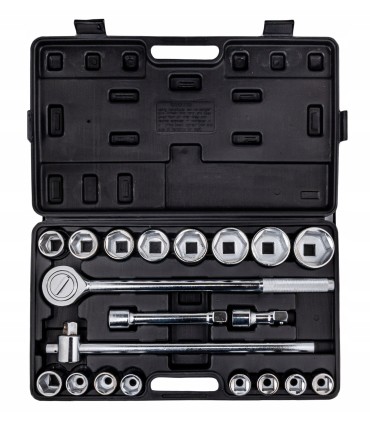 Zestaw kluczy nasad.21el.3/4" 6-kąt.19-50mm/czarna walizka/(2)