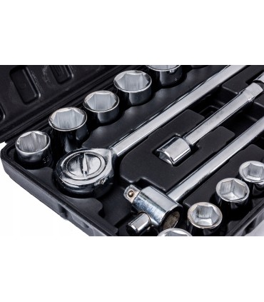 Zestaw kluczy nasad.21el.3/4" 6-kąt.19-50mm/czarna walizka/(2)