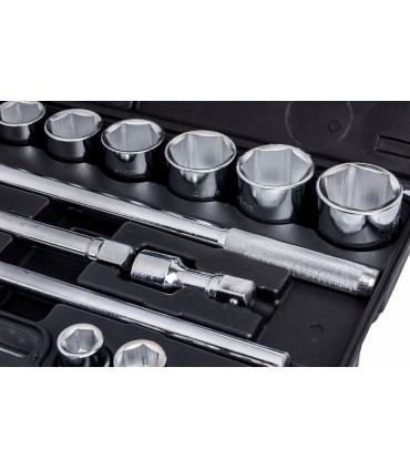 Zestaw kluczy nasad.21el.3/4" 6-kąt.19-50mm/czarna walizka/(2)