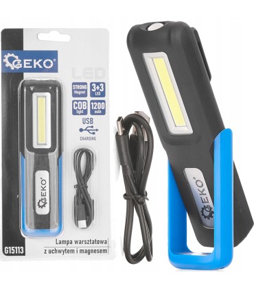 Lampa warsztatowa 3W+3W LED COB 1200mAh z uchwytem i magnesem (48)