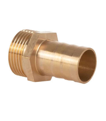 Nypel mosiężny na wąż 19mm – gwint zewnętrzny 3/4" – na klucz (250)