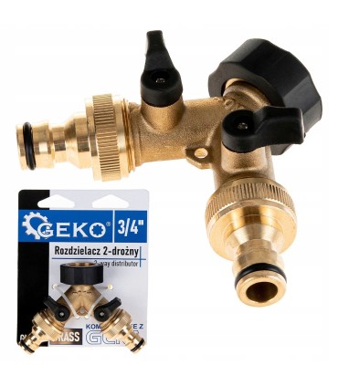 Rozdzielacz 2-drożny na kran GW3/4" x 2 GZ3/4" z zaworami i szybkozłączami (10/60)