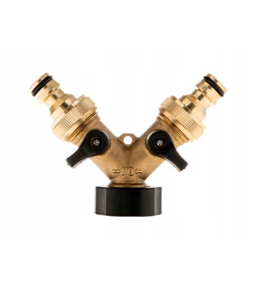 Rozdzielacz 2-drożny na kran GW3/4" x 2 GZ3/4" z zaworami i szybkozłączami (10/60)