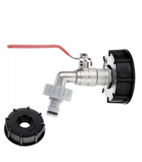 Zestaw – IBC nakrętka S60x6 + kran 3/4" z wyjściem na GZ 1" + nypel do szybkozłącza – mauser (40)