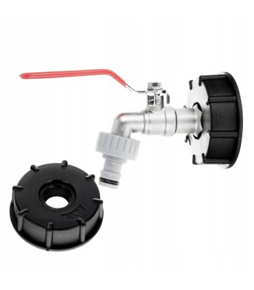 Zestaw – IBC nakrętka S60x6 + kran 1/2" z wyjściem na GZ 3/4" + nypel do szybkozłącza – mauser (40)