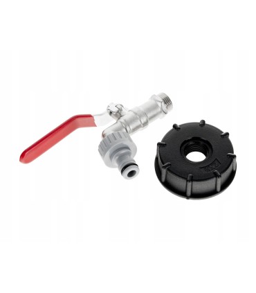 Zestaw – IBC nakrętka S60x6 + kran 1/2" z wyjściem na GZ 3/4" + nypel do szybkozłącza – mauser (40)