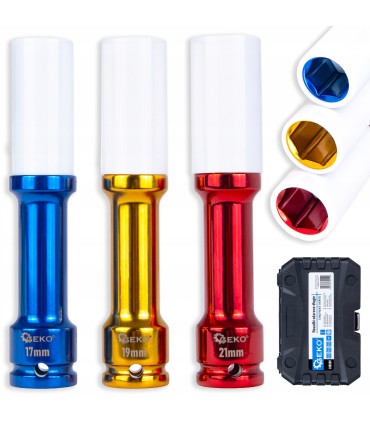 Zestaw nasadek udarowych długich do alufelg 17mm 19mm 21mm (10)