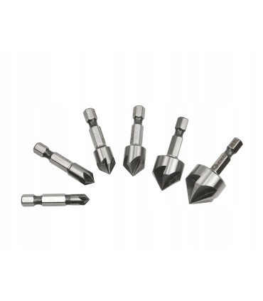 Zestaw pogłębiaczy do metalu 6,3-20,5mm 6szt. HEX (50)