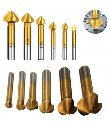 Zestaw pogłębiaczy do metalu 6,3-20,5mm 6szt. HEX (50)