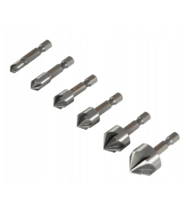 Zestaw pogłębiaczy do metalu 6,3-20,5mm 6szt. HEX (50)