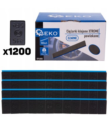 Ciężarki klejone XTREME powlekane czarne 12x5g – zestaw 100 pasków (6kg) (4)