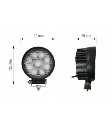 LAMPA ROBOCZA BOSMA 9XLED 12/24V 27W 1600Lm OKR.ROZ. 6094