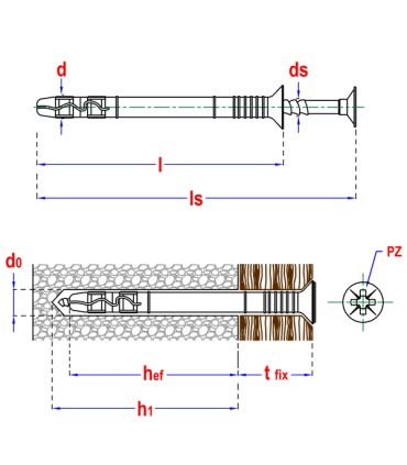 Kołek szyb.montaż stoż. 8x80 PP
