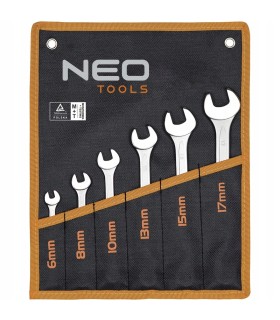 KLUCZE PŁASKO-OCZKOWE PŁASKIE 6-17MM ZESTAW NEO 6 STAL CHROMOWO-WANADOWA