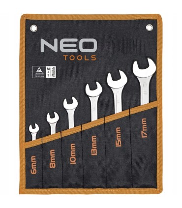 KLUCZE PŁASKO-OCZKOWE PŁASKIE 6-17MM ZESTAW NEO 6 STAL CHROMOWO-WANADOWA